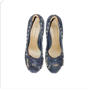 B. Makowsky Suede Peep Toe Heels Size 8.5M